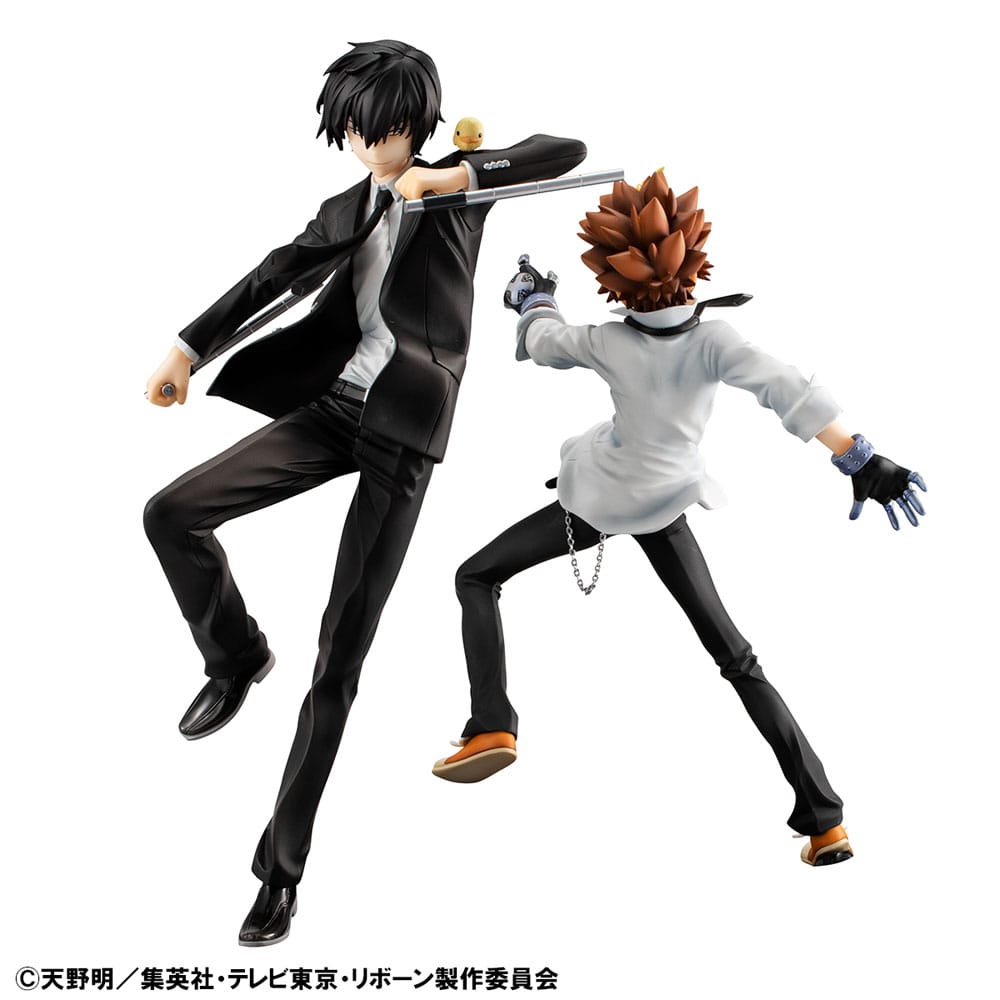 Katekyo Hitman Reborn! GEM Series PVC Statue Tsunayoshi Sawada & Kyoya Hibari & Reborn Set 21 cm